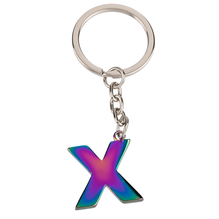 Metal Keychain, Rainbow Letter - Letter X - Image 3