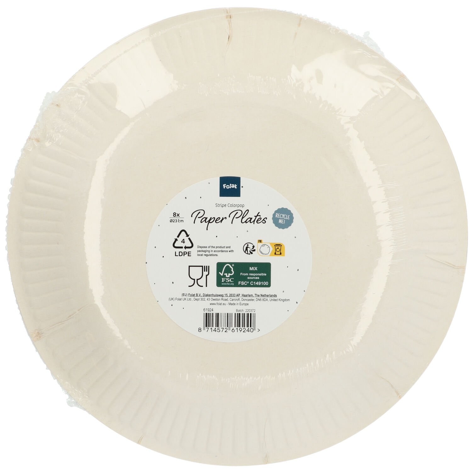 Paper Plates - Stripes Color Pop - 23 cm - 8 pieces - Image 2