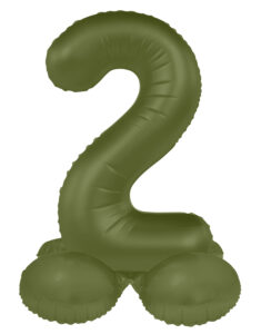 Standing Foil balloon Number 2 - Olive Green - Ultra Matt - 41 cm