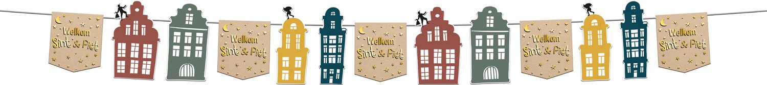 Bunting garland 'Welkom Sint & Piet' - 4 meters