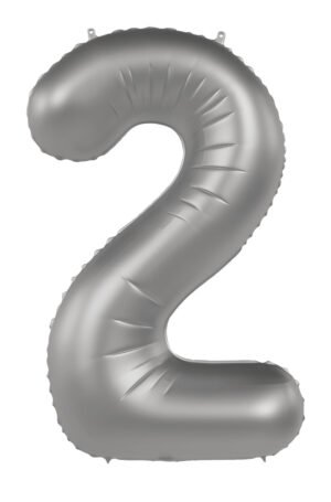 Foil balloon Number 2 - Moonlight Silver - Satin Gloss - 86 cm