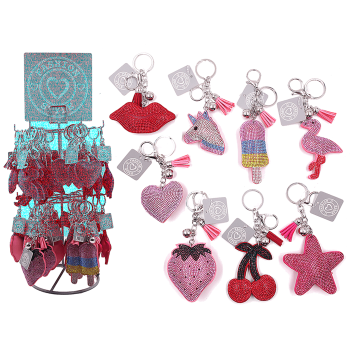 Metal Keychain, Tropical Sequins,