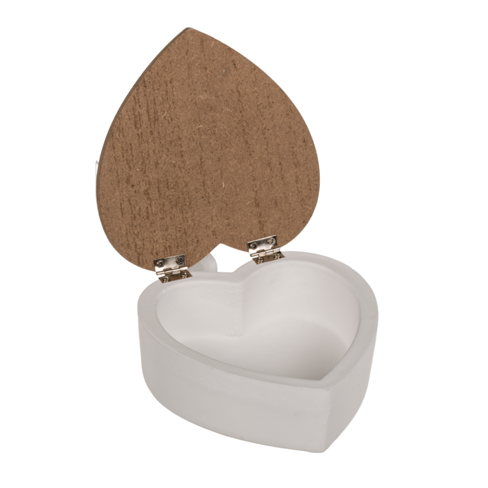 White heart shaped wooden box with nature coloured - Image 3