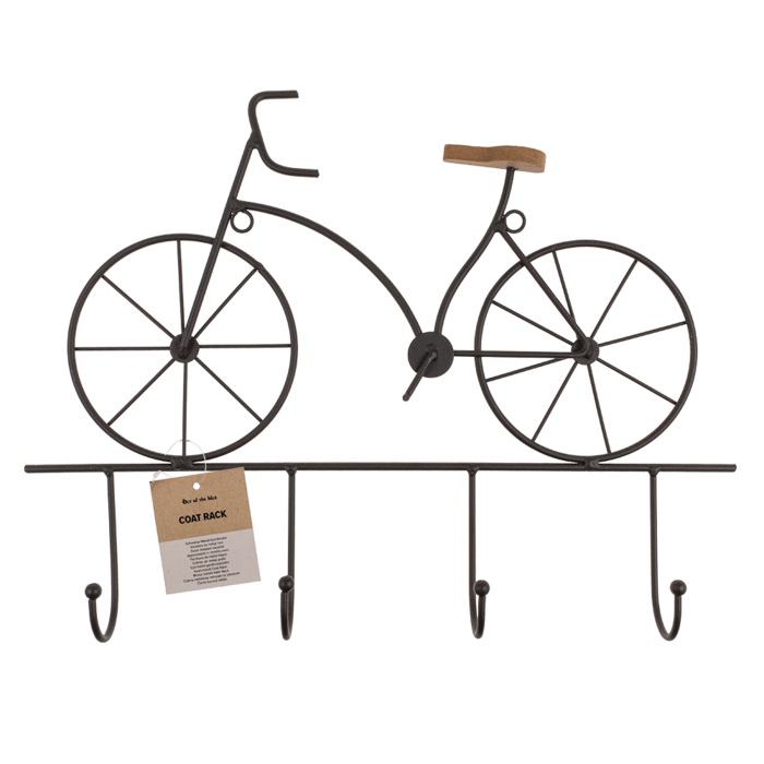 Black metal coat rack, bicycle, with 4 hooks, - Image 2