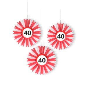 40th Birthday Traffic Sign Honeycomb Fan - 3 pieces