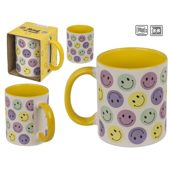 Mug, Be Happy, stoneware,