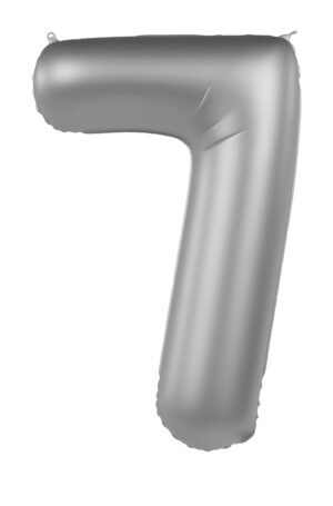 Foil balloon Number 7 - Moonlight Silver - Satin Gloss - 86 cm