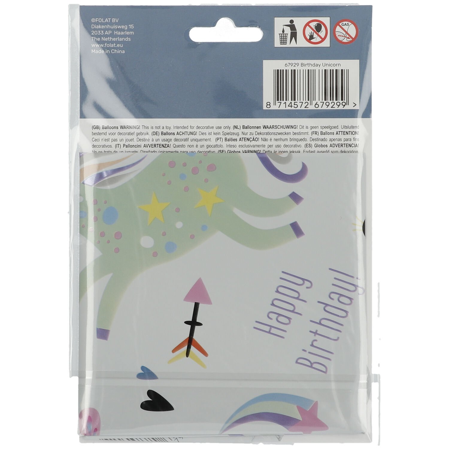 Foil Balloon Unicorns & Rainbows - 45 cm - Image 3
