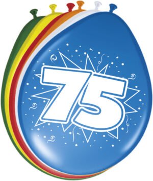 75th Birthday Balloons 30cm - 8 pieces