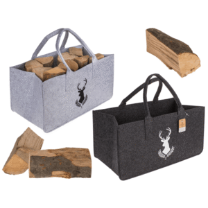 Grey felt bag for wood, deer,
