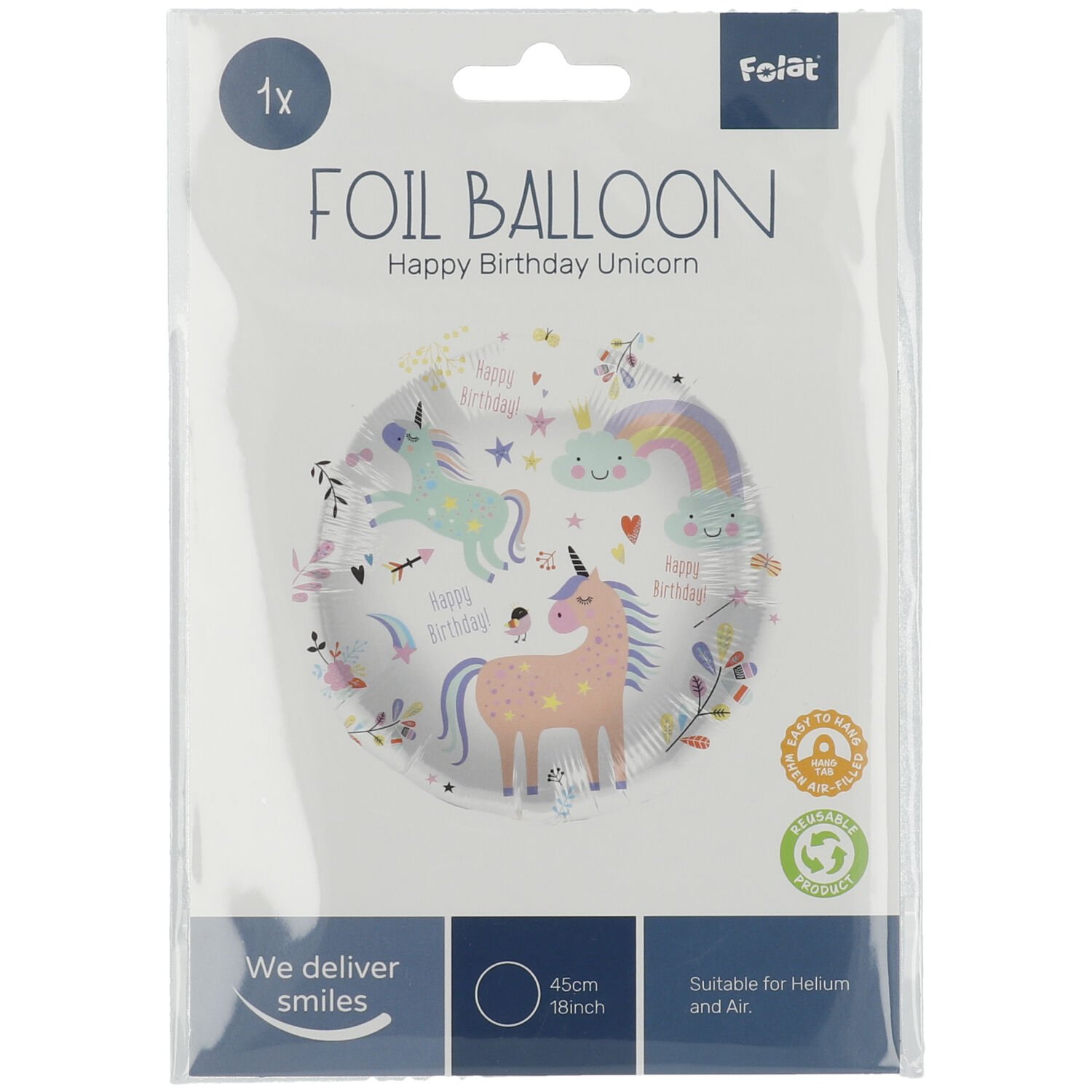 Foil Balloon Unicorns & Rainbows - 45 cm - Image 2