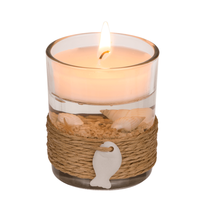 Gel wax candle in glass, with sisal maritime deco, - Image 4