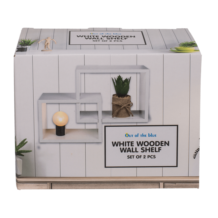 White colored wooden shelf, set of 2 pcs, - Image 2