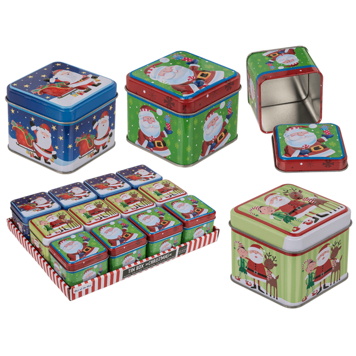 Square tin box, Chrismtas,