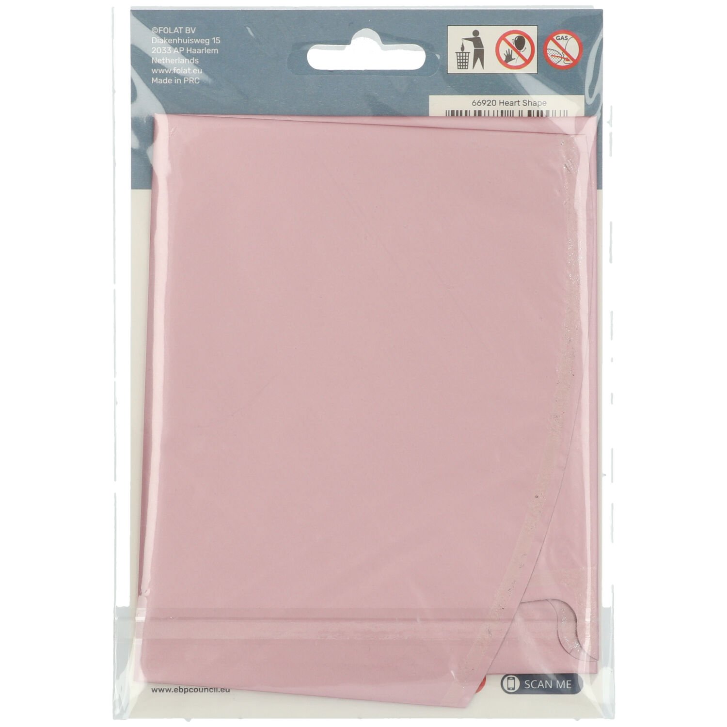 Foil Balloon Heart-shaped Pastel Pink Metallic Matt - 45 cm - Image 2