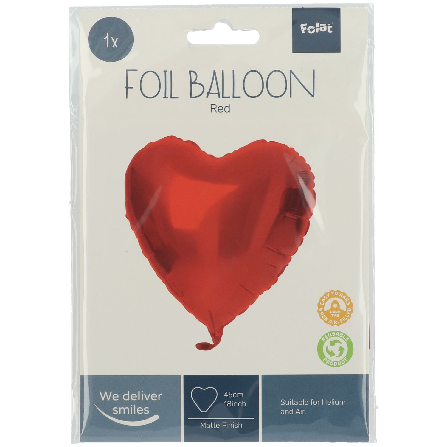 Foil Balloon Heart-shaped Red Metallic Matt - 45 cm - Image 2
