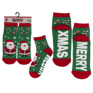 Socks, with ABS sole, Merry XMas, one size,