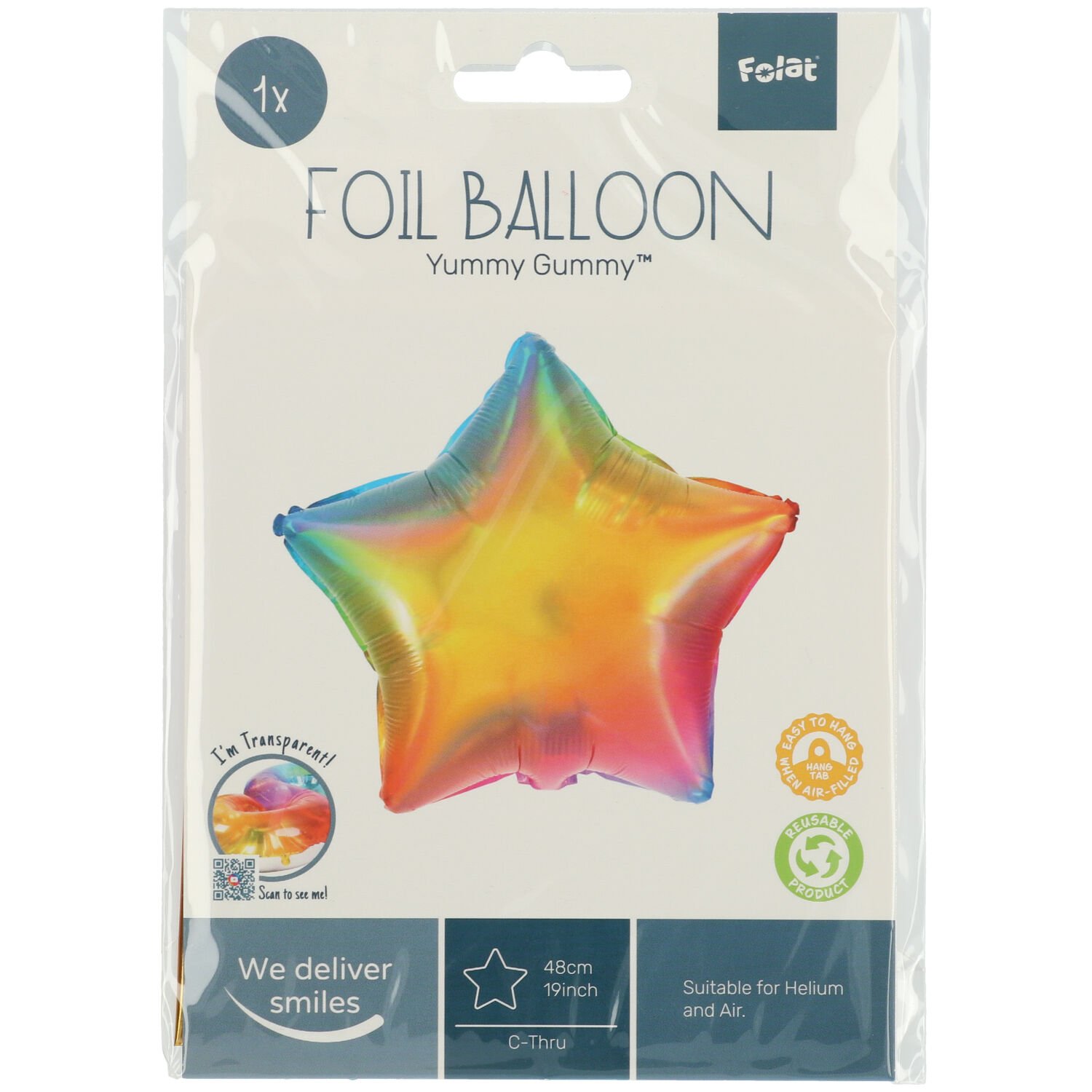 Foil Balloon Star-shaped Yummy Gummy Rainbow - 45 cm - Image 3