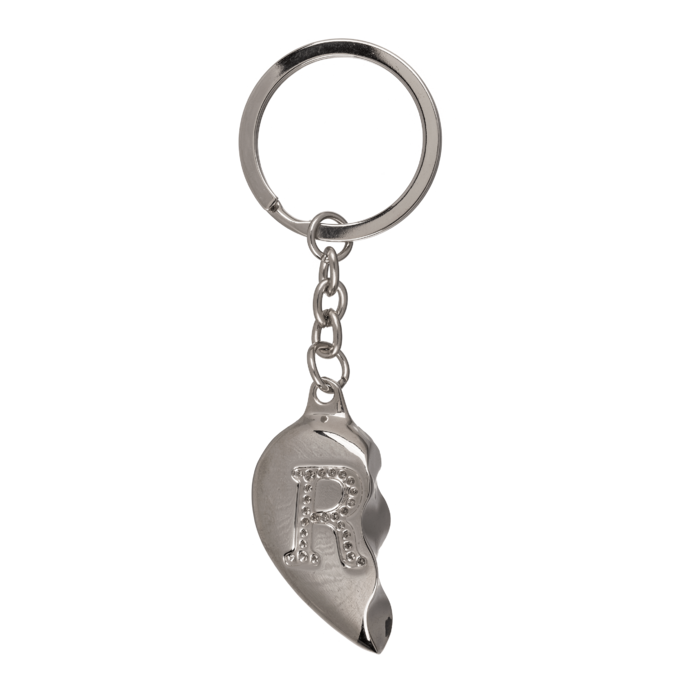 Metal Keychain, Broken Heart - Engraved Letter R - Image 3