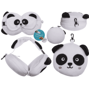 Kids Plush travel pillow with eye mask, Panda,