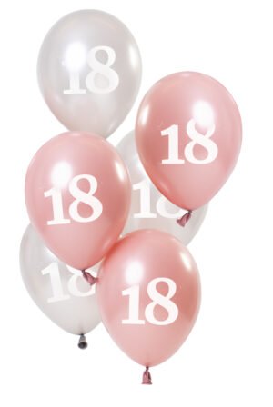 Balloons Glossy Pink 18 Years 23cm - 6 pieces