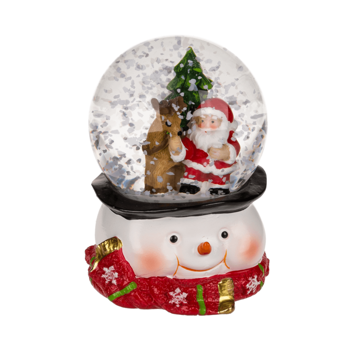 Polyresin snow globe with Santa & Reindeer, - Image 4