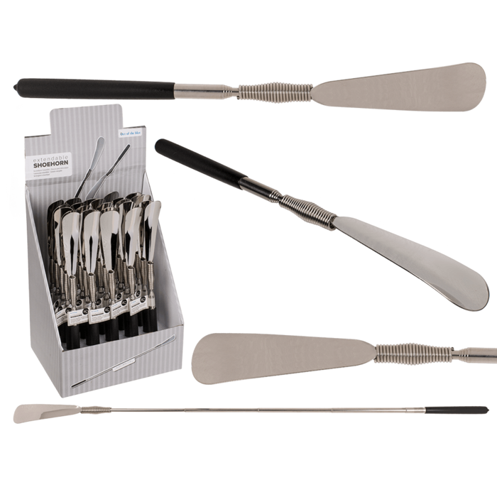 Extendable metal shoe horn,