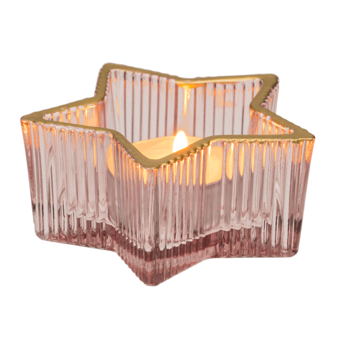 Glass tealight holder, star, 2 colours assorted, - Image 2