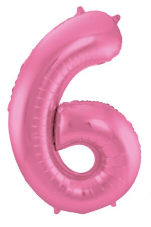 Foil Balloon Number 6 - Pink Metallic Mat - 86 cm