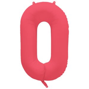 Foil Balloon Number 0 - Neon Red - 86 cm