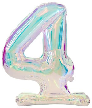 Standing Foil Balloon - Iridescent - Number 4 - 72 cm