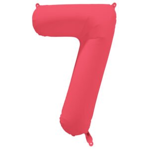 Foil Balloon Number 7 - Neon Red - 86 cm