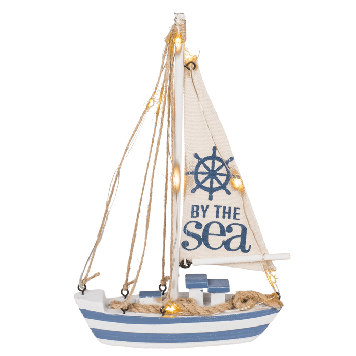 Wooden sailing boat with 7 LED, - Image 4