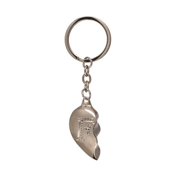 Metal Keychain, Broken Heart - Engraved Letter F - Image 3