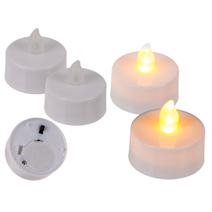 Tealight with warm white flickering LED,