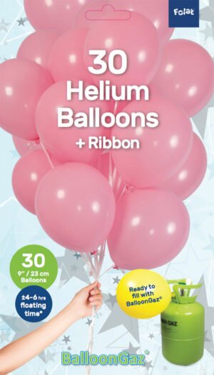 Light Pink Balloons with Ribbon 23cm - 30 pieces