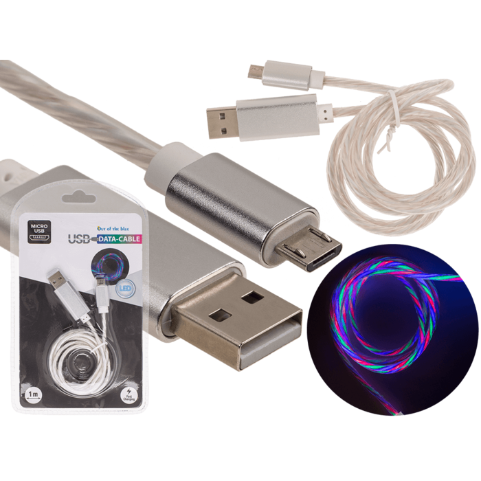 USB fast charging cable for Micro-USB, with LED,