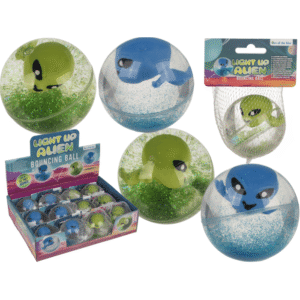 Flashing bouncing ball, Alien, 6,5 cm,