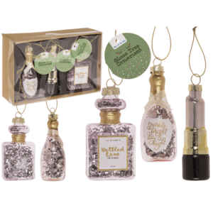 Glass tree decorations, Fancy, set of 3,