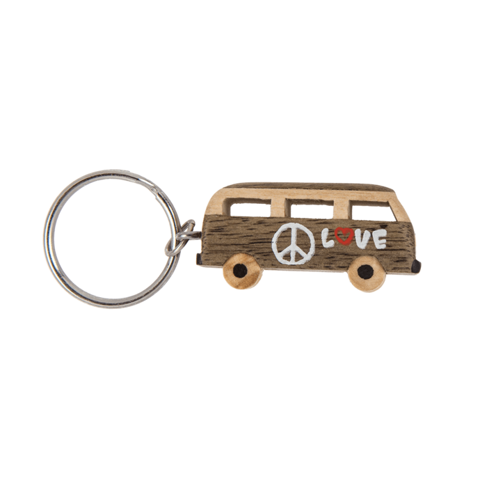 Metal keychain, Natural wood Hippie Van, - Image 3