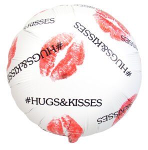 Foil Balloon # 'Hugs & kisses' White - 45cm