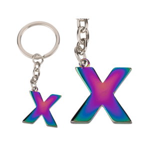 Metal Keychain, Rainbow Letter - Letter X