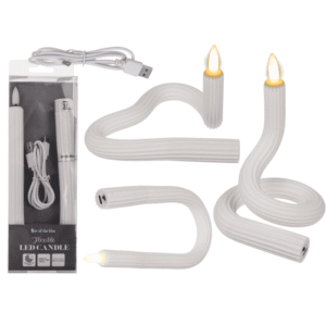 White flexibel LED stick candle made of silicone,