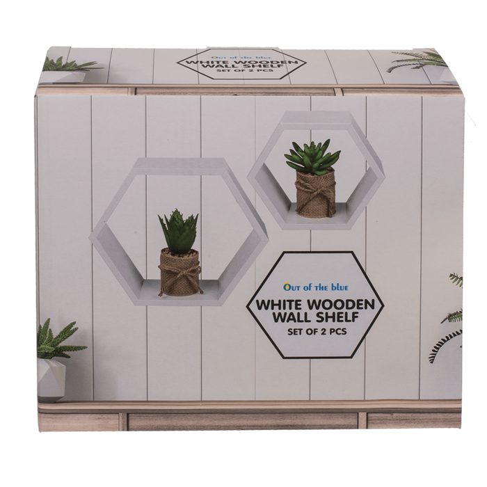 White colored wooden shelf, 6 squares, - Image 2