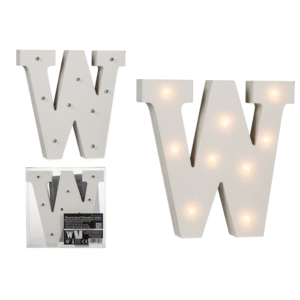 Illuminated wooden letter W, with 9 LED,
