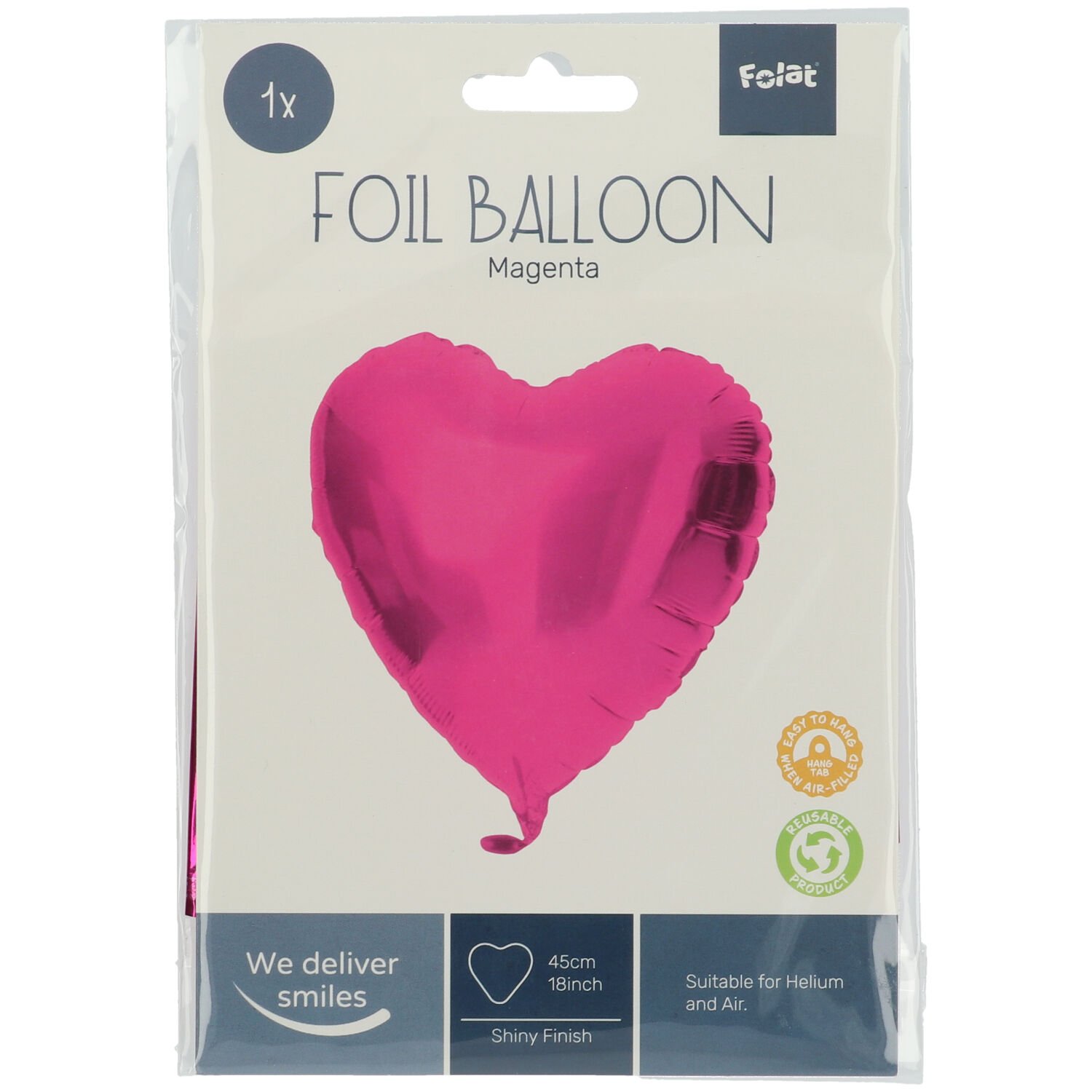 Foil Balloon Heart-shaped Magenta - 45 cm - Image 2