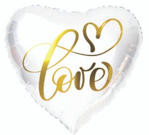 Foil Balloon Heart-shaped White 'Love' - 45 cm