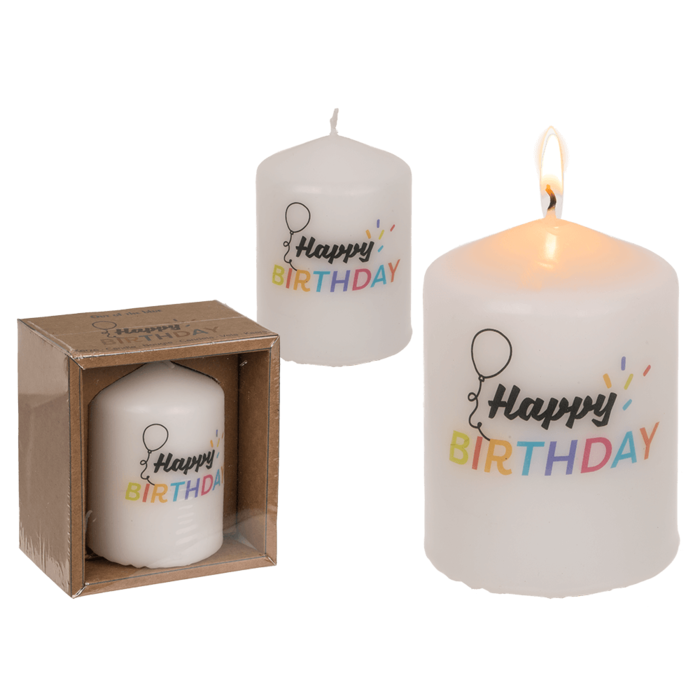 Pillar candle, Happy Birthday,