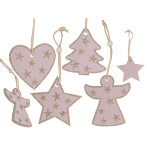 Rose colored wooden christmas hanger,