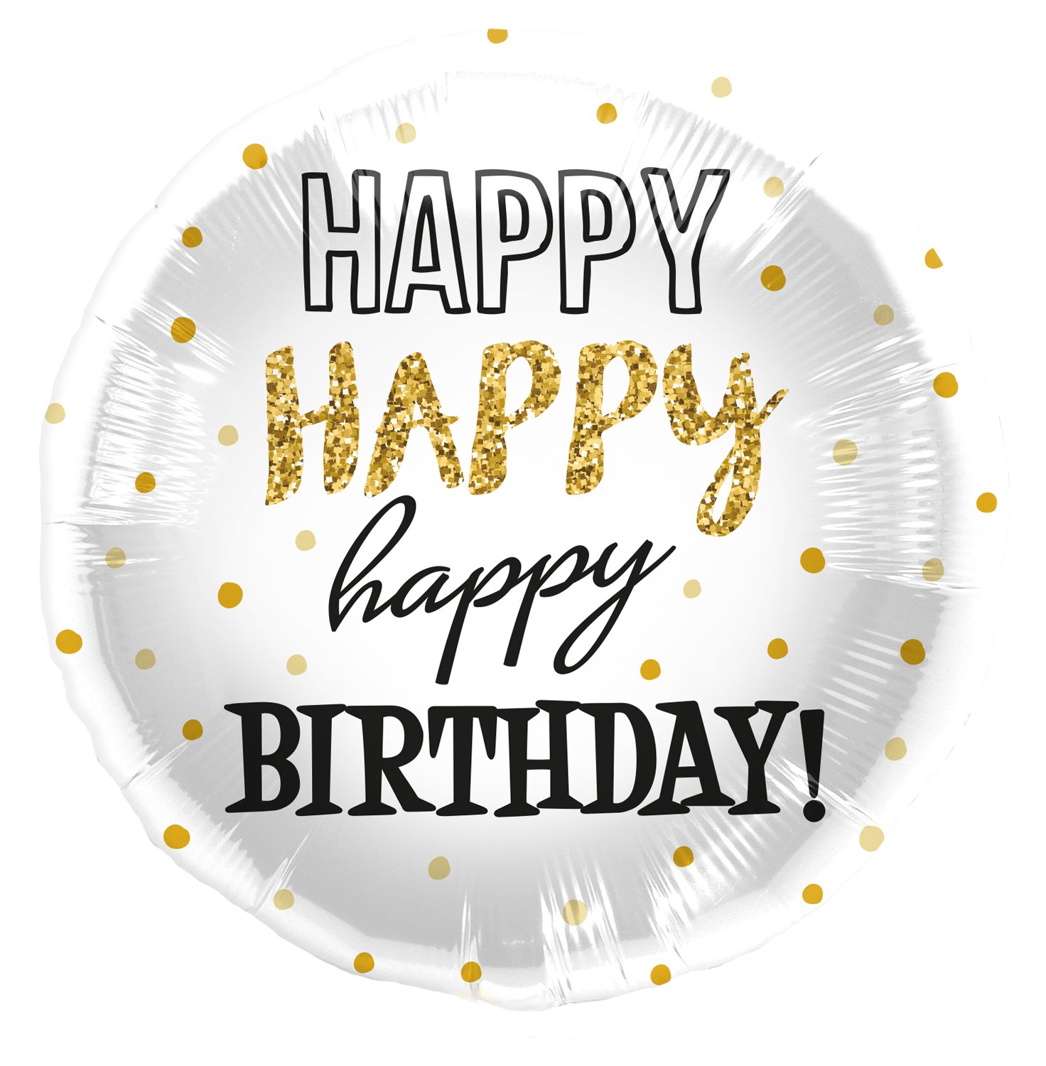 Foil Balloon Happy Birthday Gold Dots - 45 cm